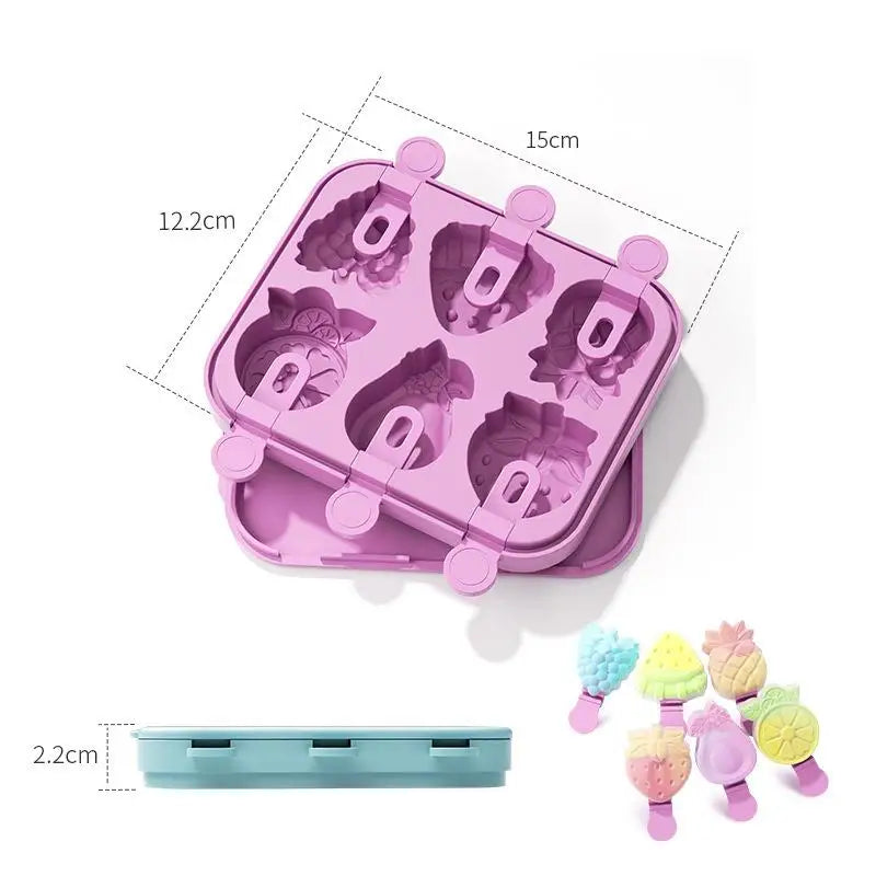 Silicone Popsicle Molds 6-Cavity Fruit Shape – BPA-Free DIY Popsicle Mold SPOT A1