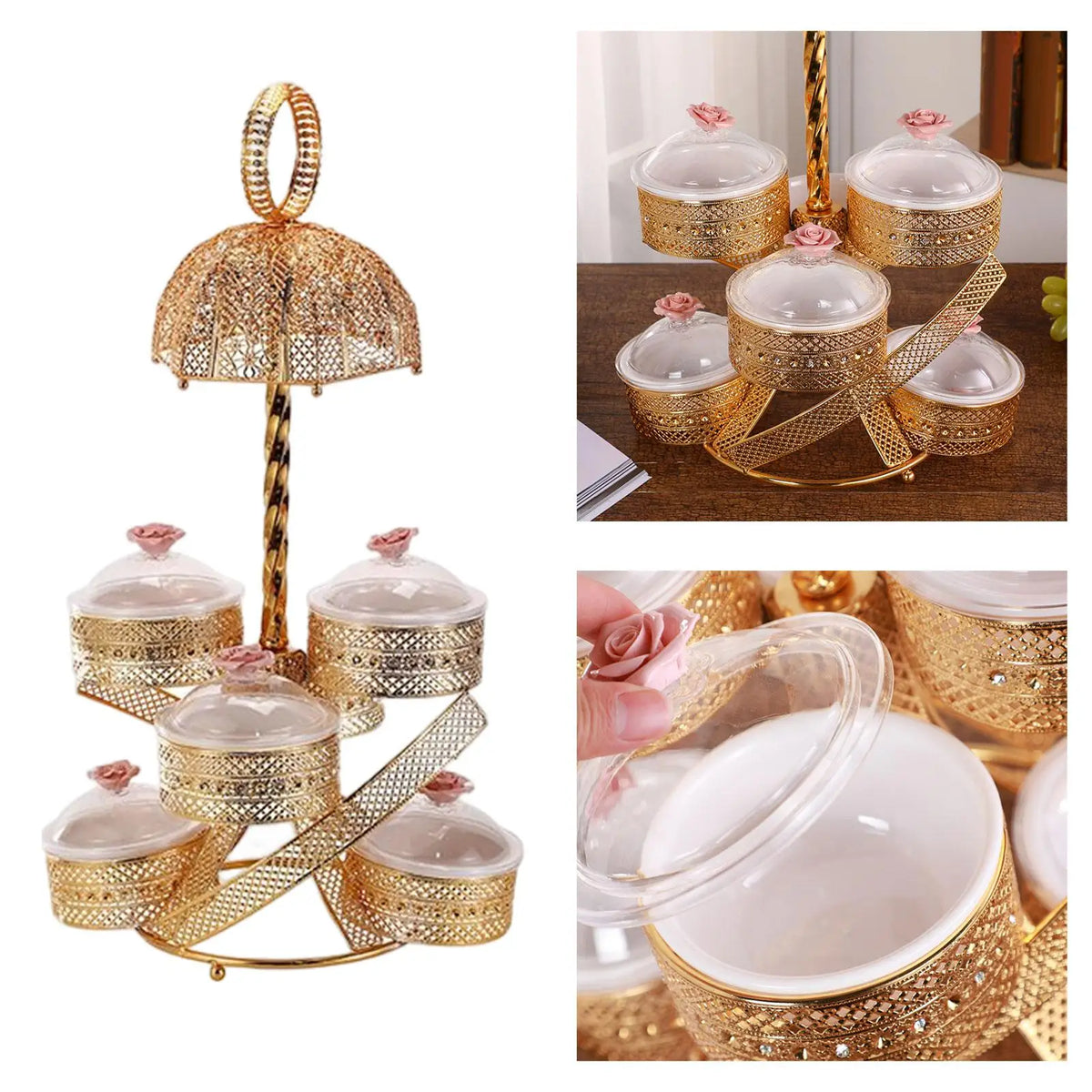 Tiered Cake Stand & 6-Compartment Serving Tray – Party Platter Tiered Cake Stand SPOT