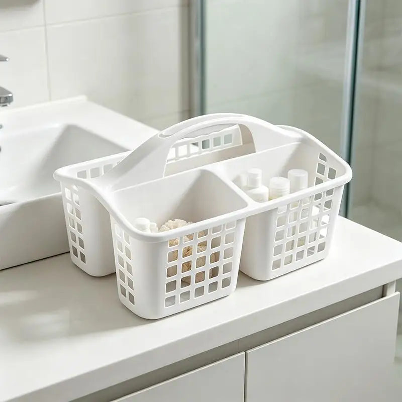 3-Compartment Plastic Storage Basket – Portable Bath Organizer Storage Basket SPOT