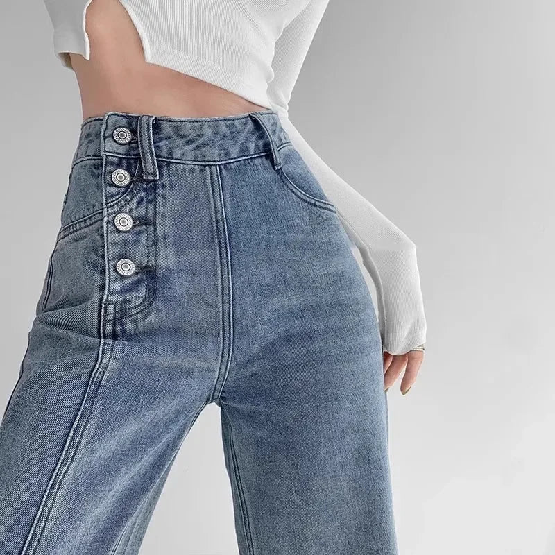Women's High-Waist Wide-Leg Straight Denim Jeans Wide Leg Jeans SPOT
