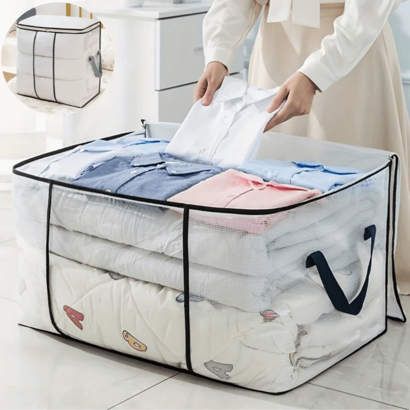 Large Transparent Zipper Storage Bag – Clothes & Bedding Storage Bag SPOT