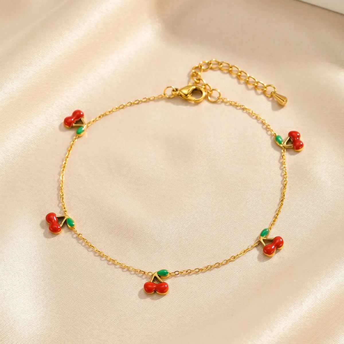 Cherry Charm Anklet – Waterproof Stainless Steel Foot Jewelry Charm Anklet SPOT