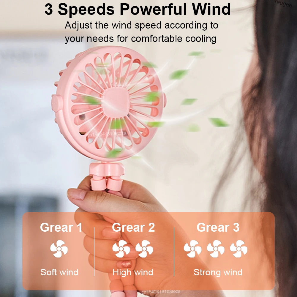 Raugee Mini Clip-On Stroller Fan – Rechargeable & 360° Flex Clip-On Portable Fan SPOT