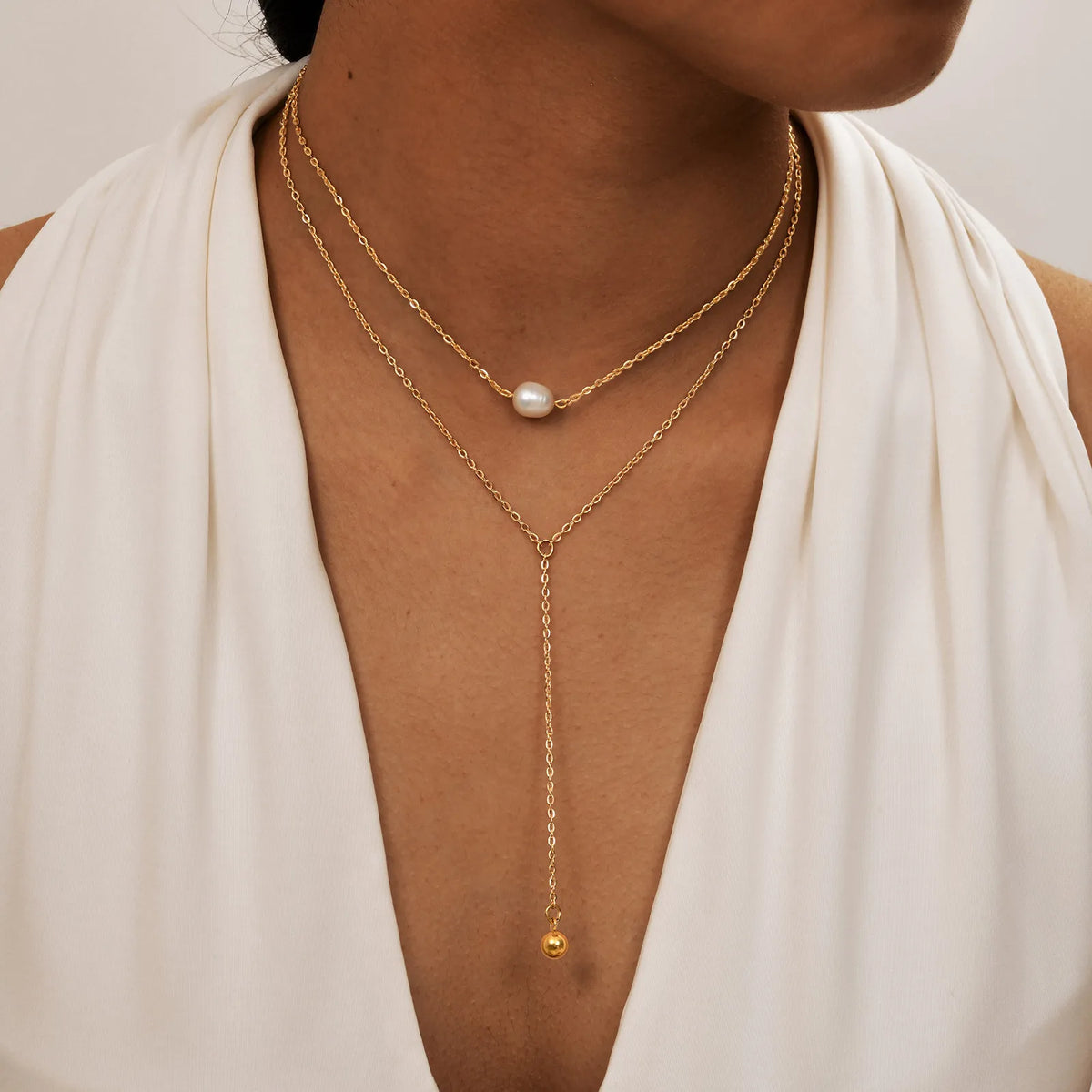 Gold Plated Y-Lariat Necklace – Layered Chain Jewelry for Women Lariat Pendant Necklace SPOT