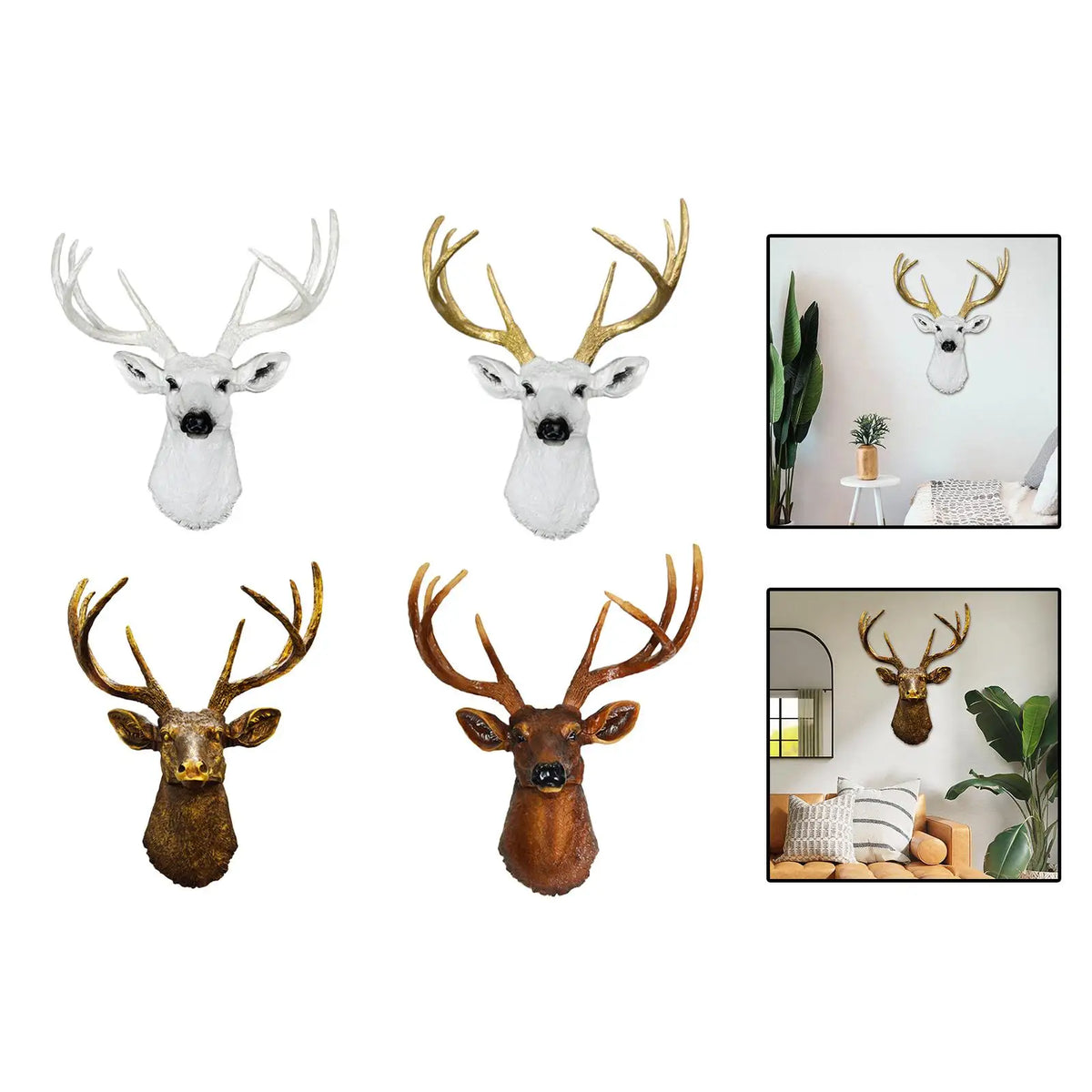 Wall Mounted Deer Head Resin Sculpture – Farmhouse Wall Decor Wall Sculpture Decor SPOT