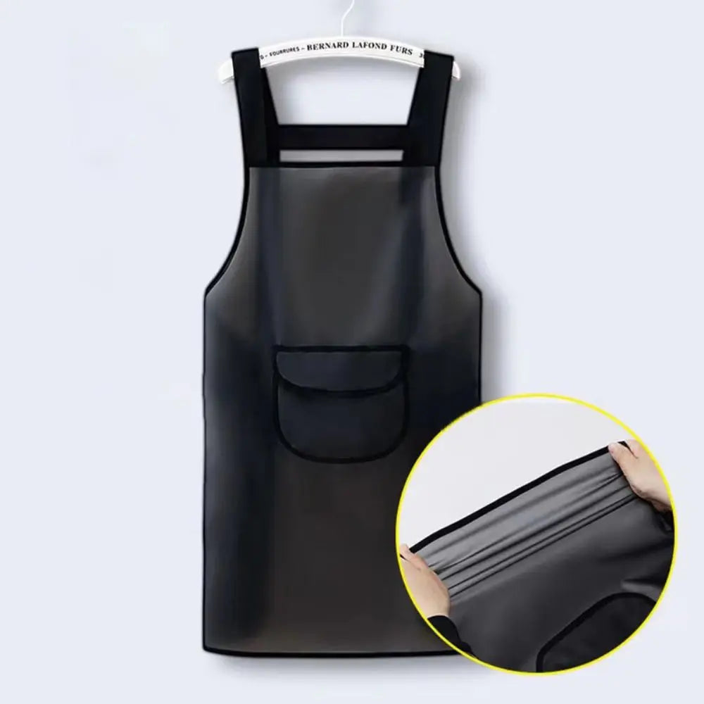 Waterproof PVC Kitchen Apron – Oil & Dirt Resistant Clear Black Waterproof Kitchen Apron SPOT