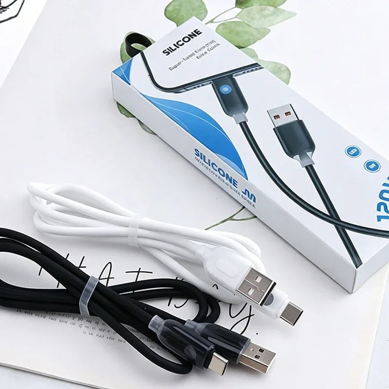 120W USB-C Fast Charging Cable with RGB Flowing LED Light USB-C Charging Cable SPOT