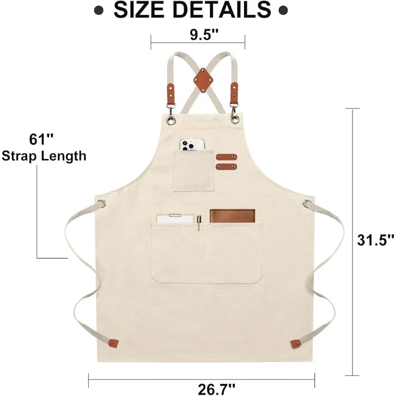 White Waterproof Kitchen Apron – Adjustable Bib, Oil-Proof Kitchen Bib Apron SPOT