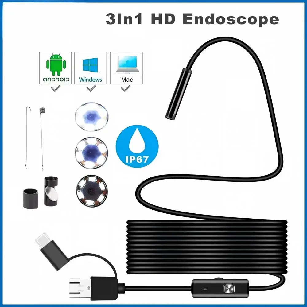 7mm Borescope Inspection Camera 3-in-1 USB Type-C Waterproof Inspection Camera SPOT
