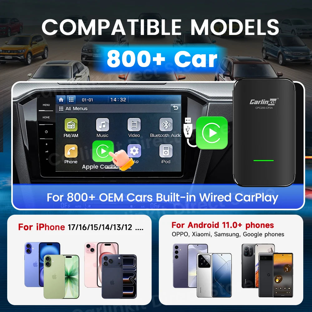 CarlinKit CP2A Pro Wireless CarPlay & Android Auto AI Box Car AI Streaming Box SPOT