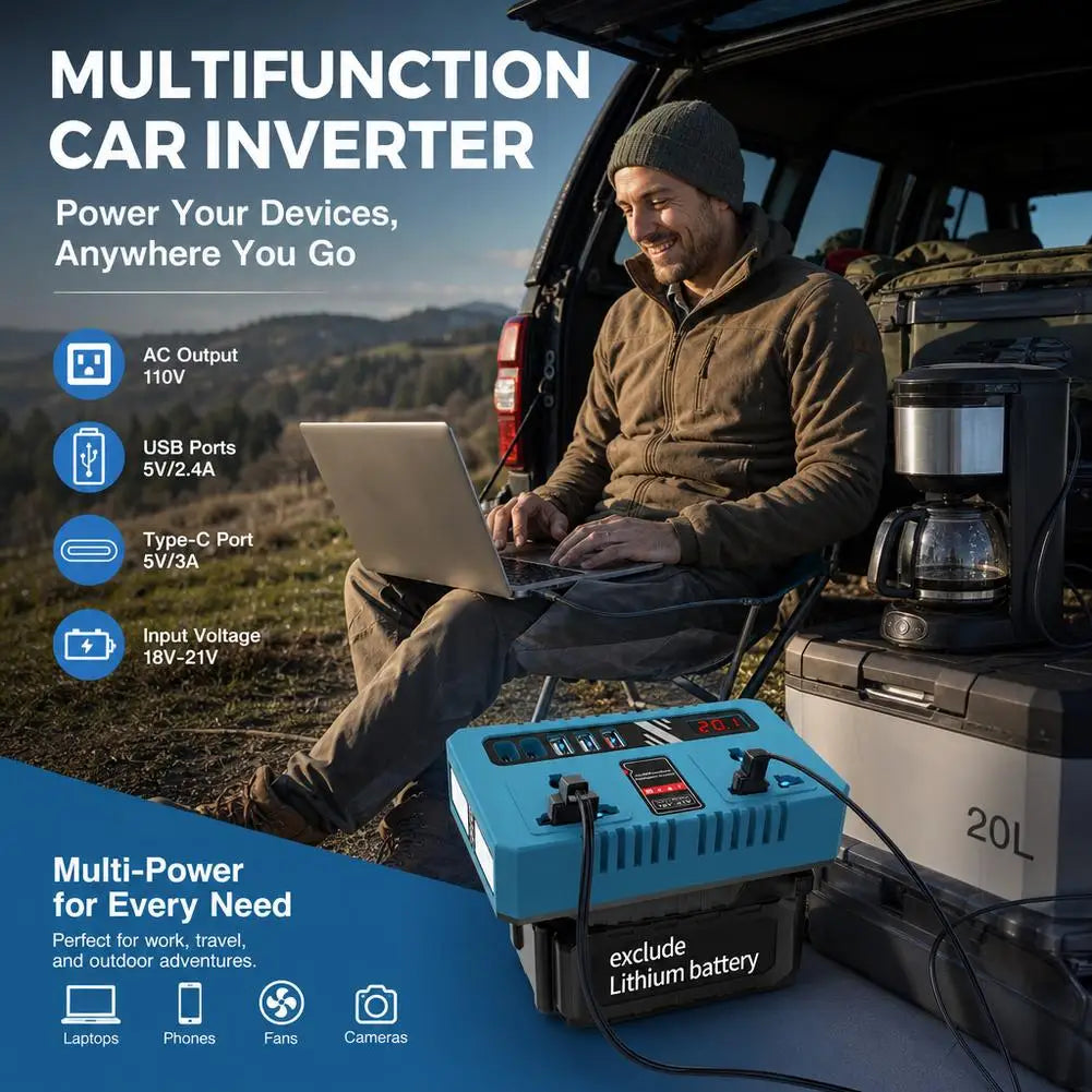 200W Power Inverter for Makita 18V Battery – AC & USB Ports Portable Power Inverter SPOT