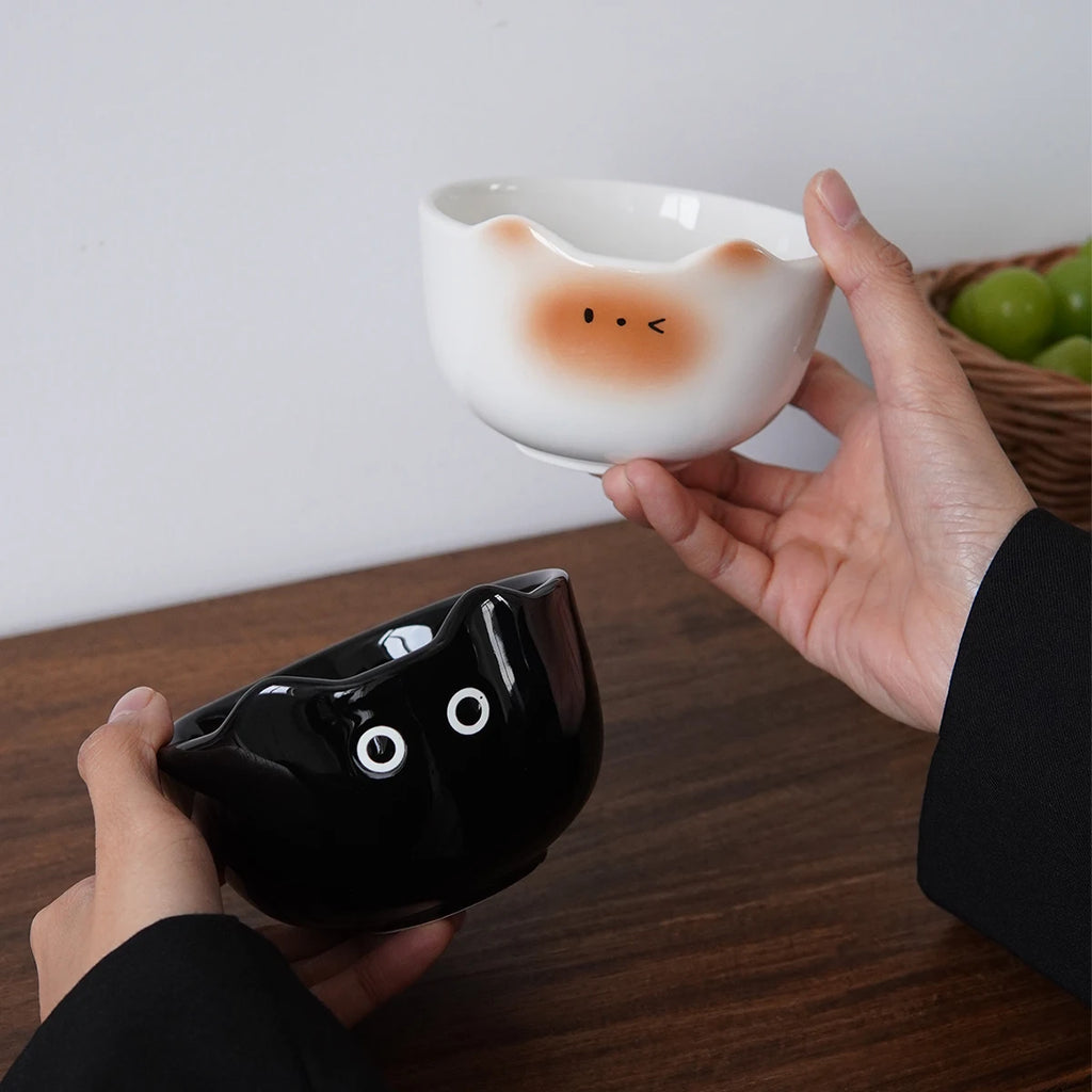 Siamese Cat Ceramic Rice Bowl – Hand-Painted Porcelain Ceramic Dining Bowl SPOT