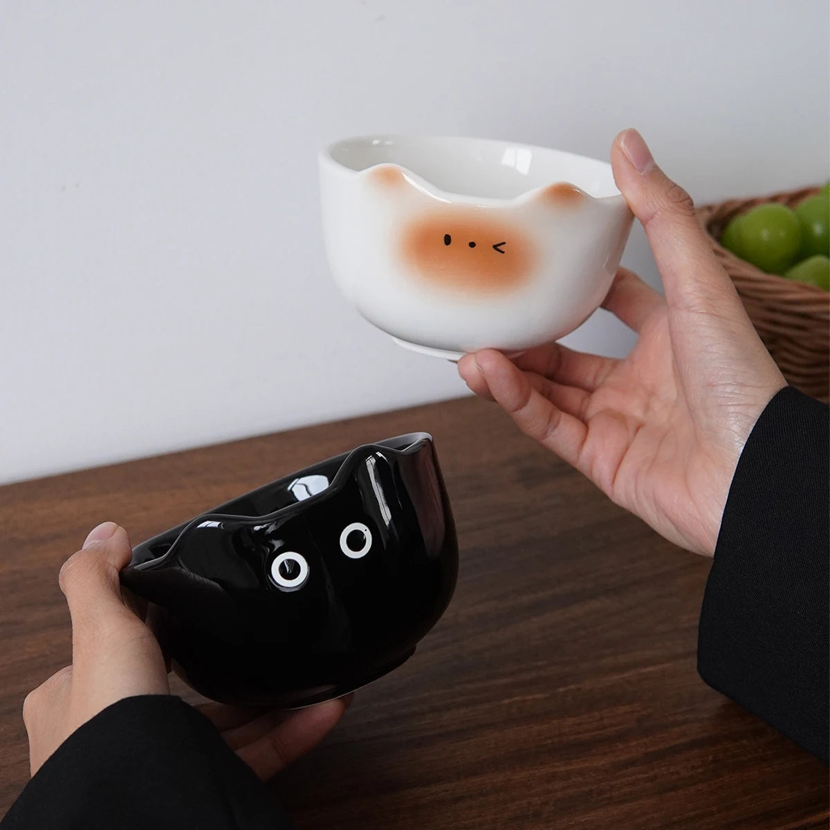 Siamese Cat Ceramic Rice Bowl – Hand-Painted Porcelain Ceramic Dining Bowl SPOT