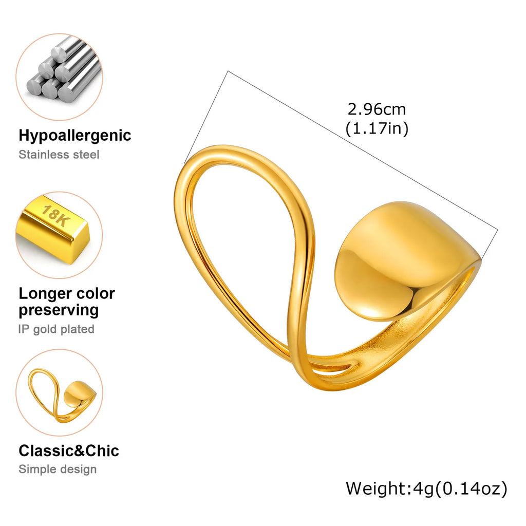 Asymmetrical Geometric Open Ring – 18K Gold Stainless Steel Fashion Ring SPOT
