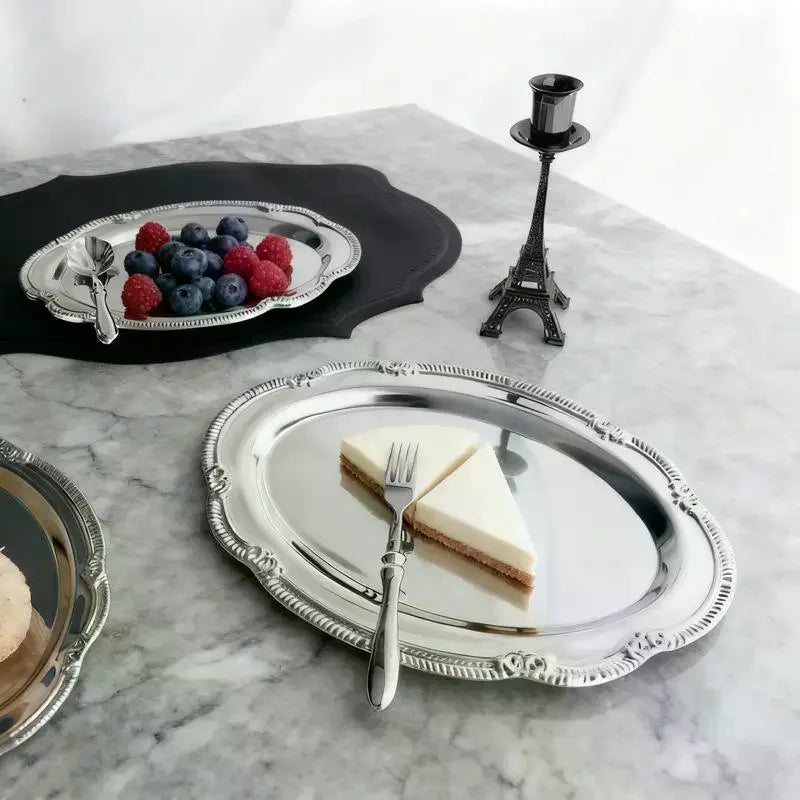 Vintage Embossed Silver Serving Tray – Desserts & Organizer Decorative Serving Tray SPOT