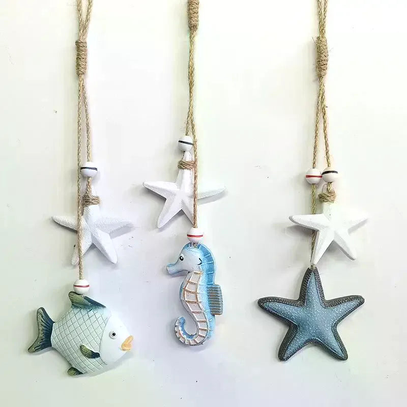 Mediterranean Wooden Ocean Animal Wall Pendant | Nautical Décor Wall Pendant Ornament SPOT