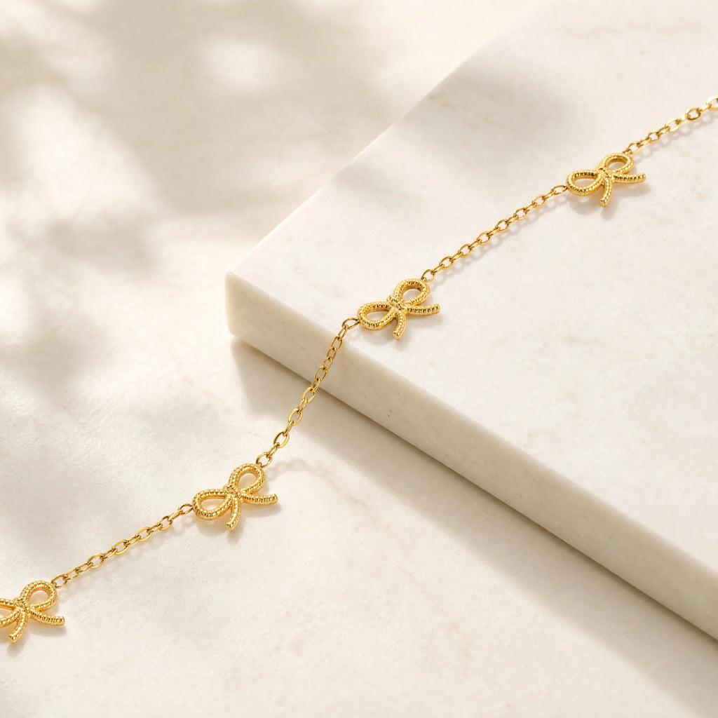 Multi Bowknot Bracelet – 18K Gold Plated Stainless Steel Women Chain Link Bracelet SPOT