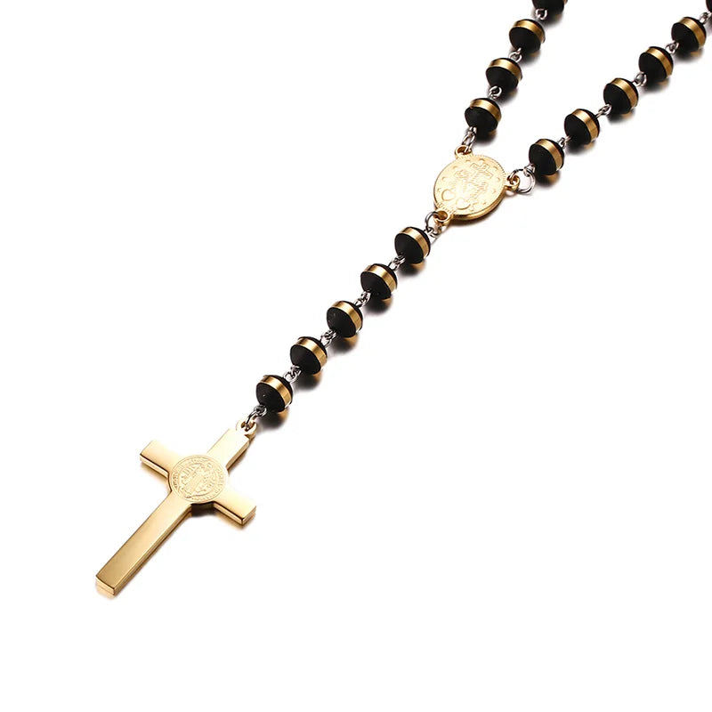 Meaeguet Long Rosary Necklace – Stainless Steel Cross Pendant Rosary Pendant Necklace SPOT
