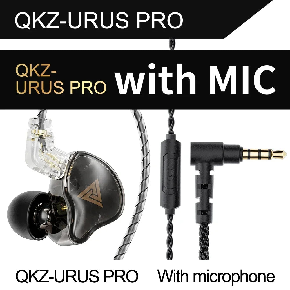 QKZ URUS PRO HiFi IEM – 11mm Dual-Magnet Wired Earphones Wired IEM Earphones SPOT black with mic