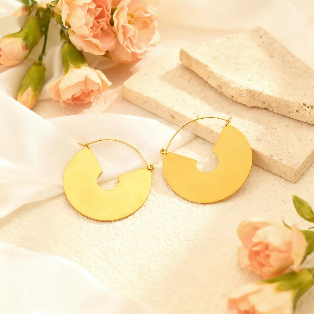 Geometric Gold Hoop Earrings – Hypoallergenic Stainless Steel Hoop Earrings SPOT