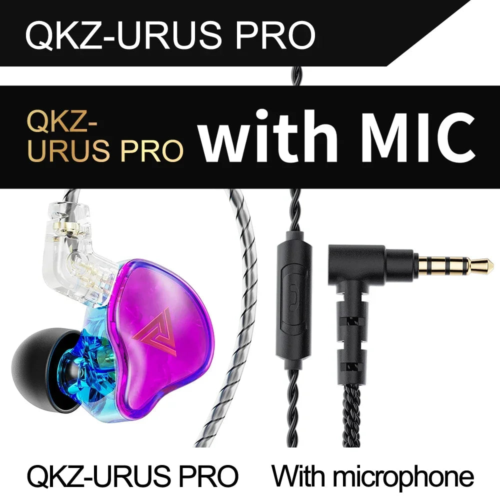 QKZ URUS PRO HiFi IEM – 11mm Dual-Magnet Wired Earphones Wired IEM Earphones SPOT purple with mic