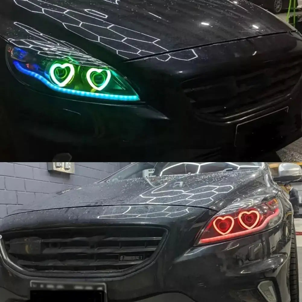 RGB Heart Angel Eye Halo Rings 12V LED DRL & Amber Turn Signal LED Halo Ring Set SPOT