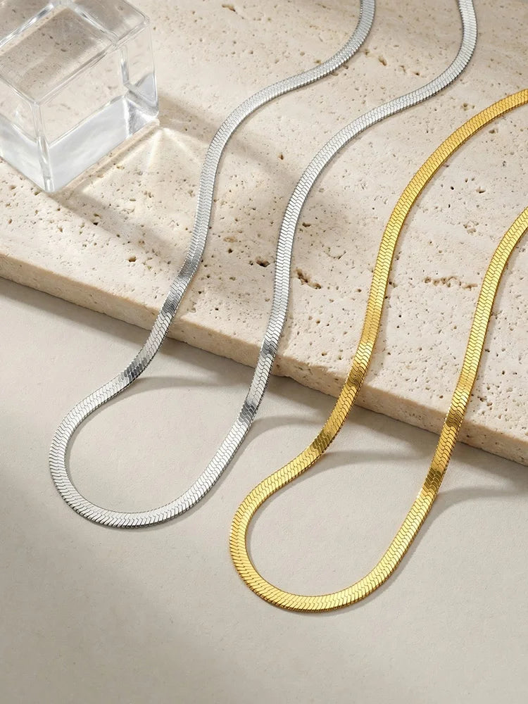Herringbone Chain Necklace – Waterproof Stainless Steel Women Chain Necklace SPOT