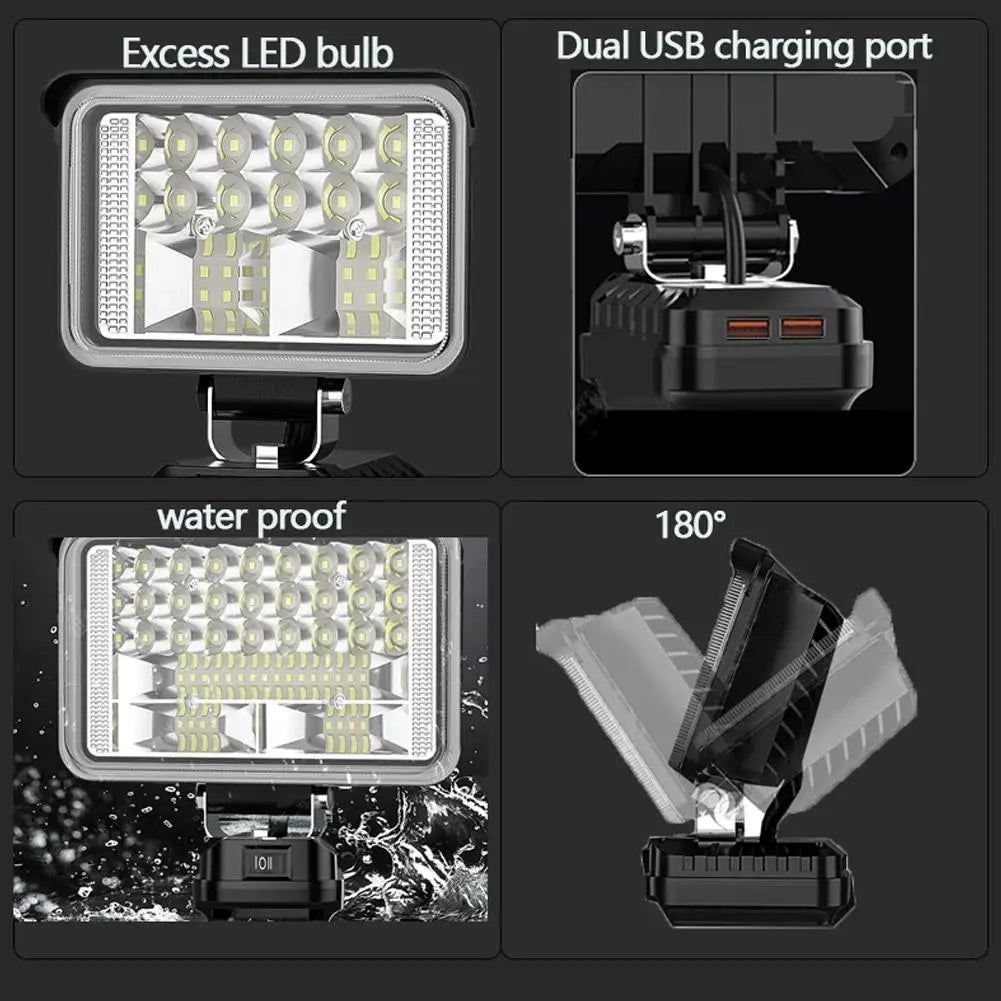 Makita 18V Cordless Work Light IP65 Waterproof + Dual USB Cordless Work Light SPOT