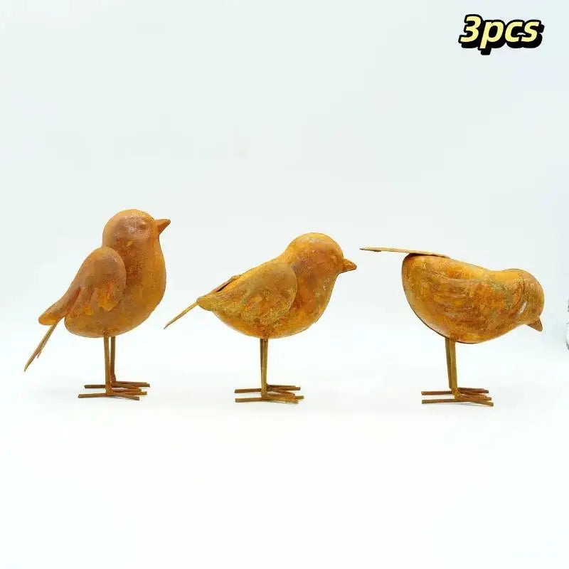 Vintage Iron Bird Figurines – Set of 3 Metal Sculptures Metal Bird Figurines SPOT A1 3pcs