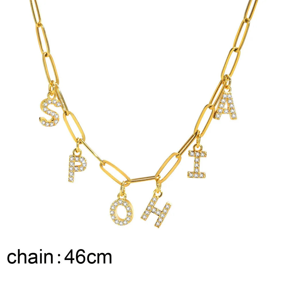 Personalized Initial Letter Necklace – Stainless Steel Gold Initial Pendant Necklace SPOT NNC-123G 2 Letters