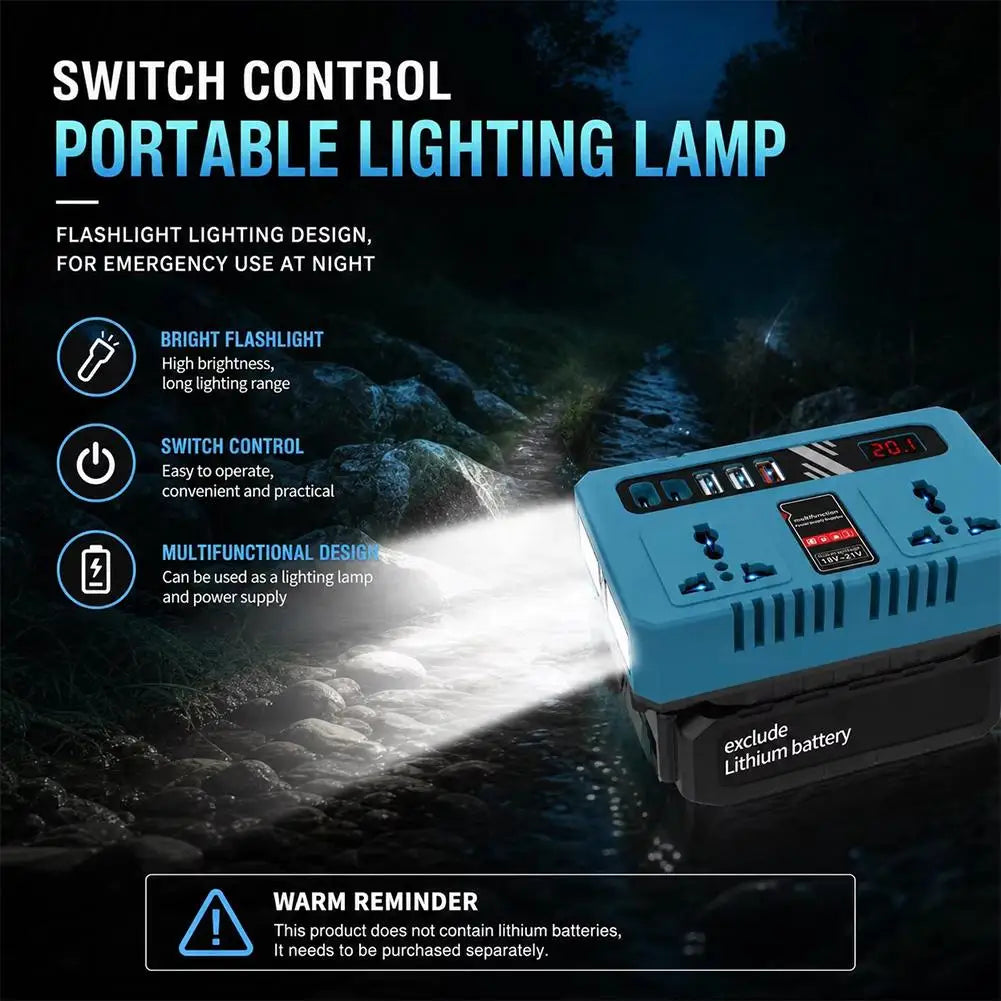 200W Power Inverter for Makita 18V Battery – AC & USB Ports Portable Power Inverter SPOT