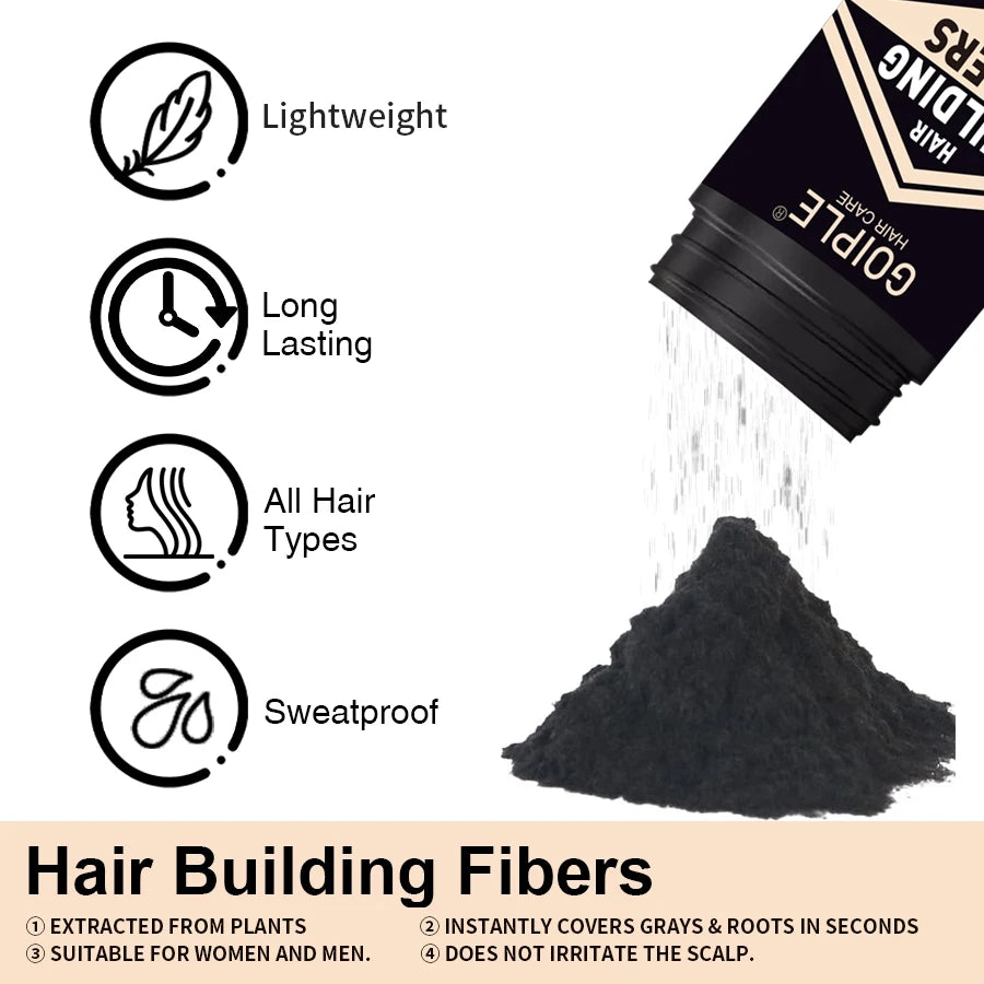 Goiple Hair Fiber Powder 15g Instant Thickening Kit – 3pc Set Hair Building Fiber Kit SPOT