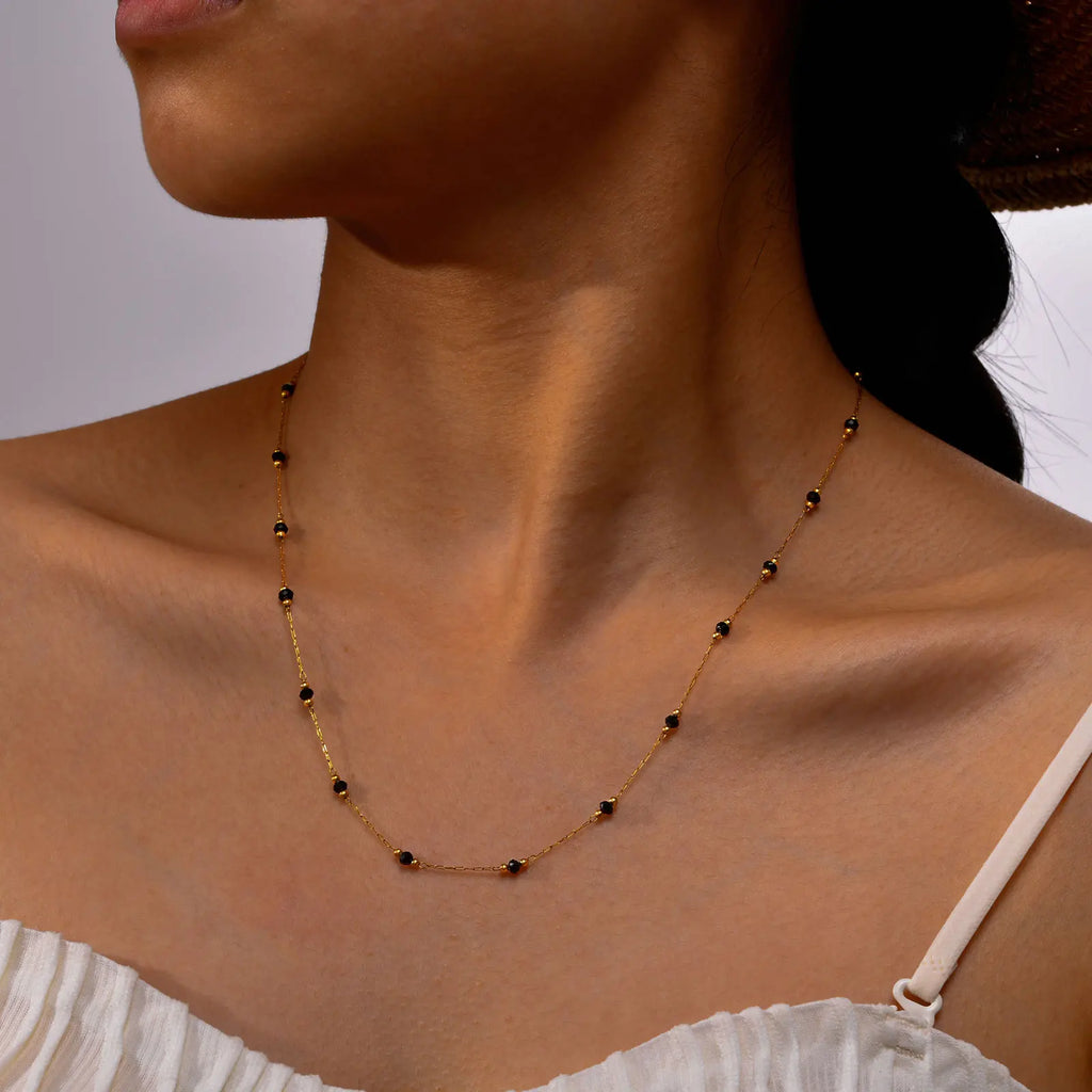 18K Gold Plated Stainless Steel Bead Chain Necklace for Women Chain Bead Necklace SPOT