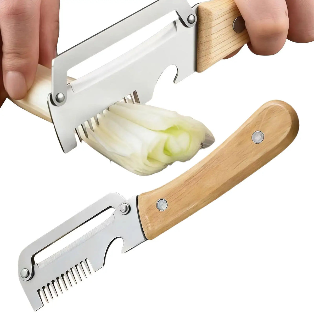 3-in-1 Stainless Steel Vegetable Peeler Set – Wooden Handle Vegetable Peeler Set SPOT