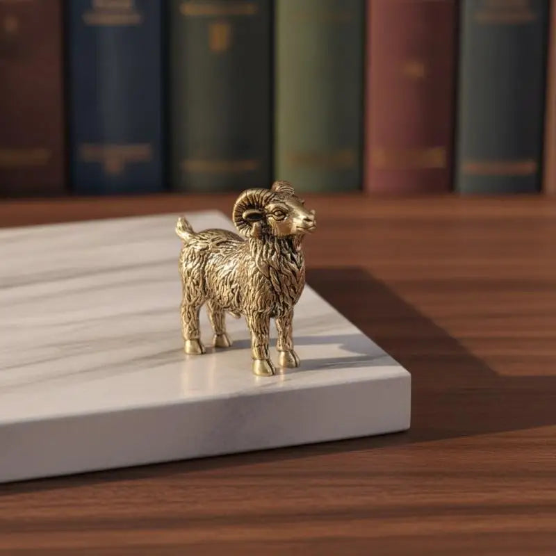 Vintage Solid Brass Goat Mini Figurine – Hand-Carved Ornament Brass Figurine SPOT