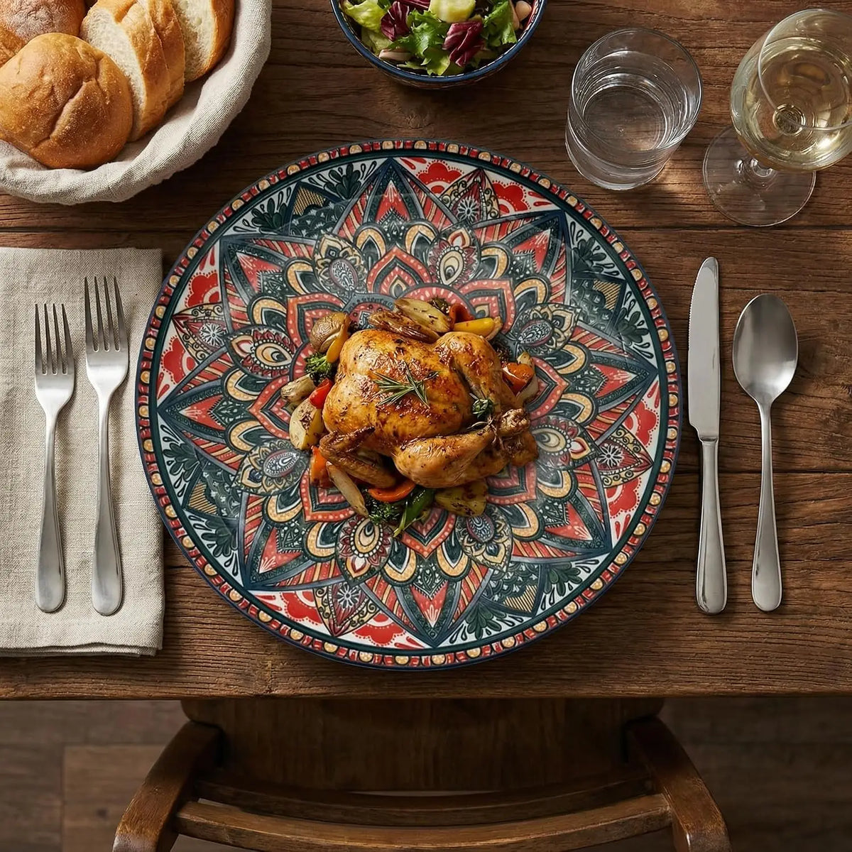 Atlantis Hand-Painted Bohemian Ceramic Dinner Plates Set Ceramic Dinner Plates SPOT