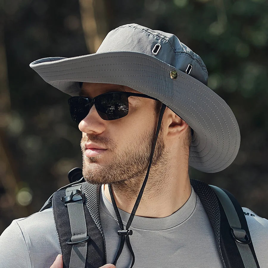 Wide Brim Waterproof UV Bucket Hat – Unisex Safari Fishing Cap Bucket Hat SPOT