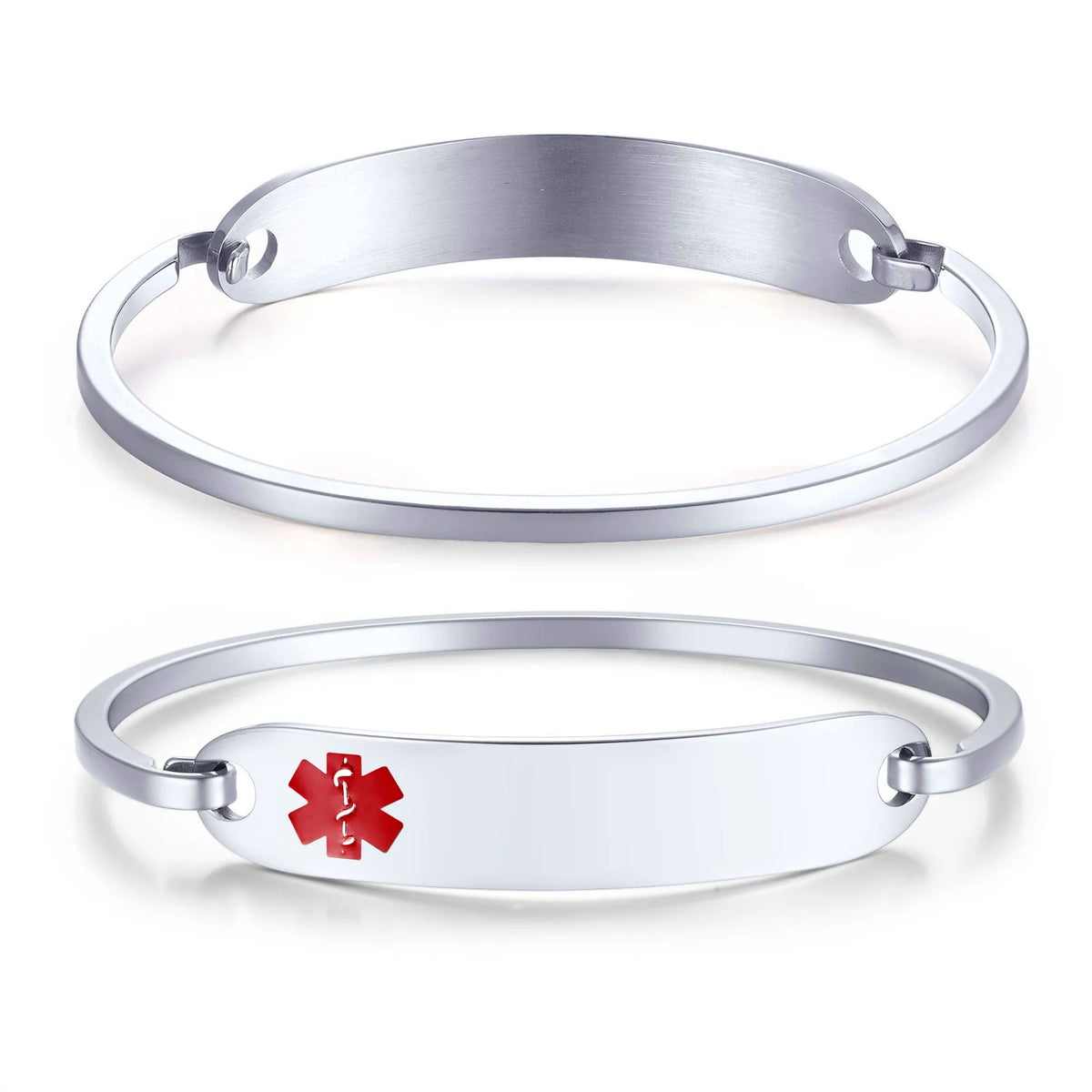 Personalized Engraved Stainless Steel ID Cuff Bracelet | SOS Alert ID Cuff Bracelet SPOT