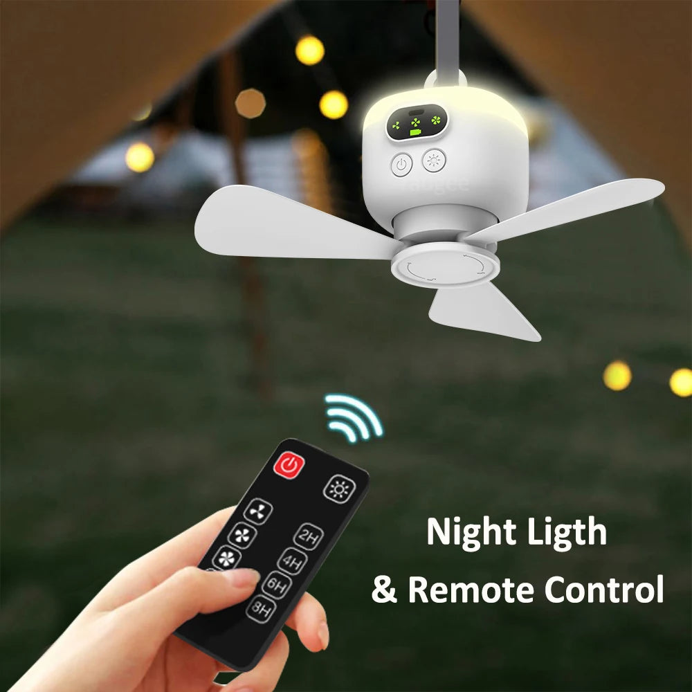 8000mAh Rechargeable Camping Ceiling Fan with Remote & LED Portable Camping Fan SPOT