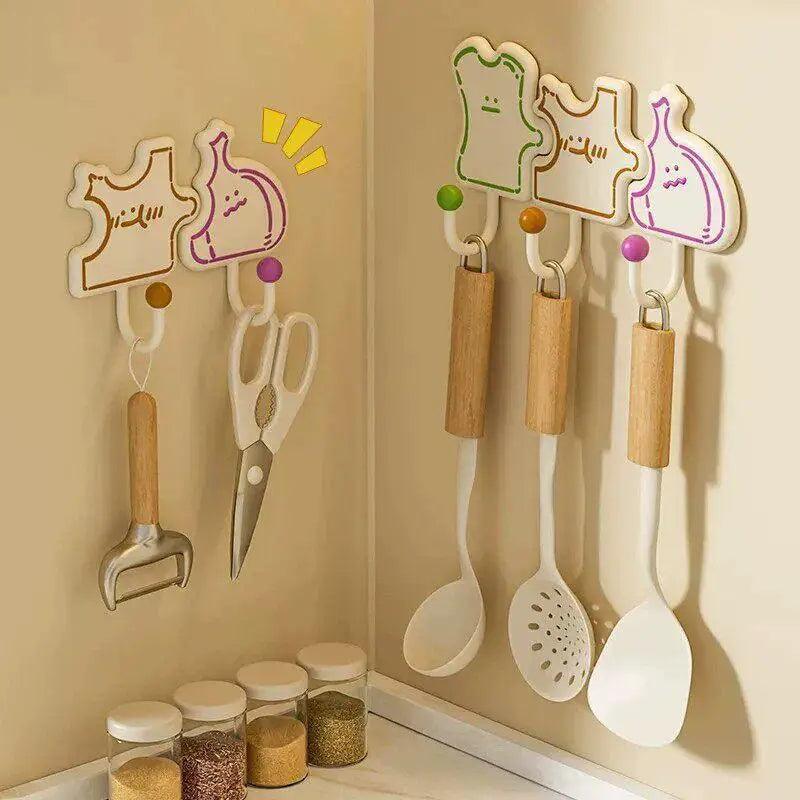 3-Pack Cartoon Food Adhesive Wall Hooks – No-Drill Kitchen Adhesive Wall Hooks SPOT
