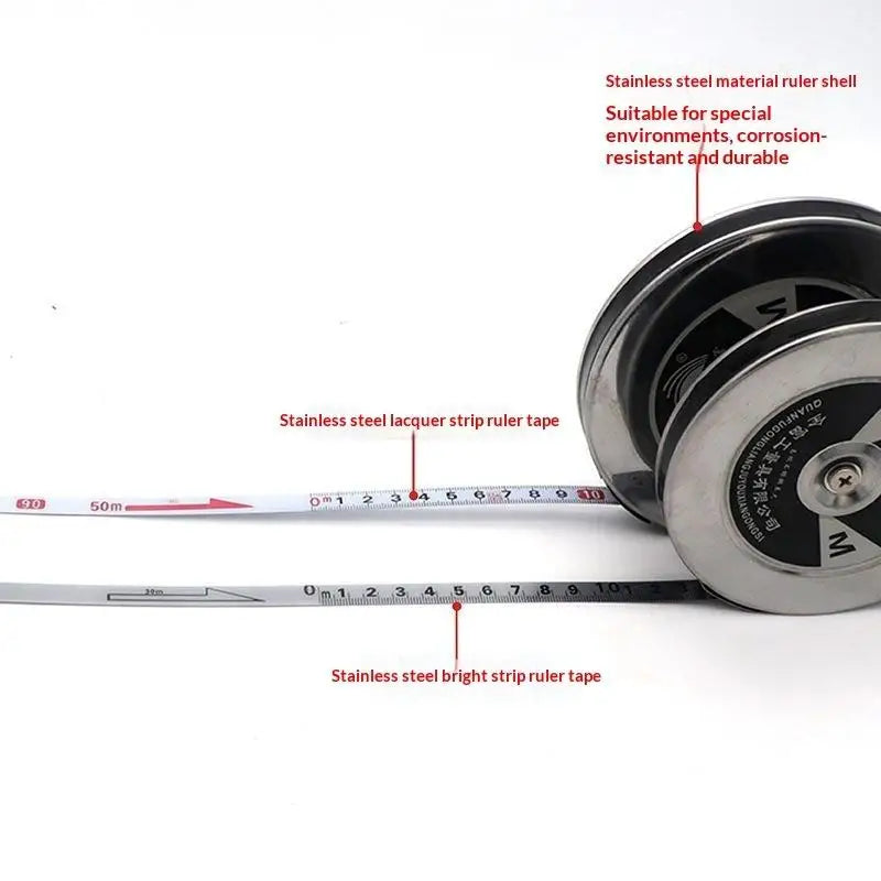 Stainless Steel Long Measuring Tape 20m/30m/50m – Round Reel Long Measuring Tape SPOT A1