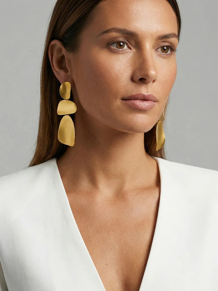 18K Gold Geometric Drop Earrings – Stainless Steel Dangle Drop Earrings SPOT