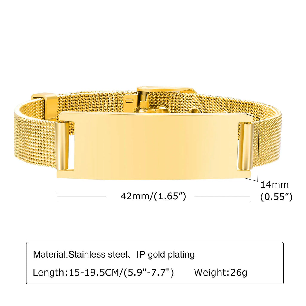 Personalized ID Bracelet Stainless Steel Gold | Unisex ID Bracelet SPOT
