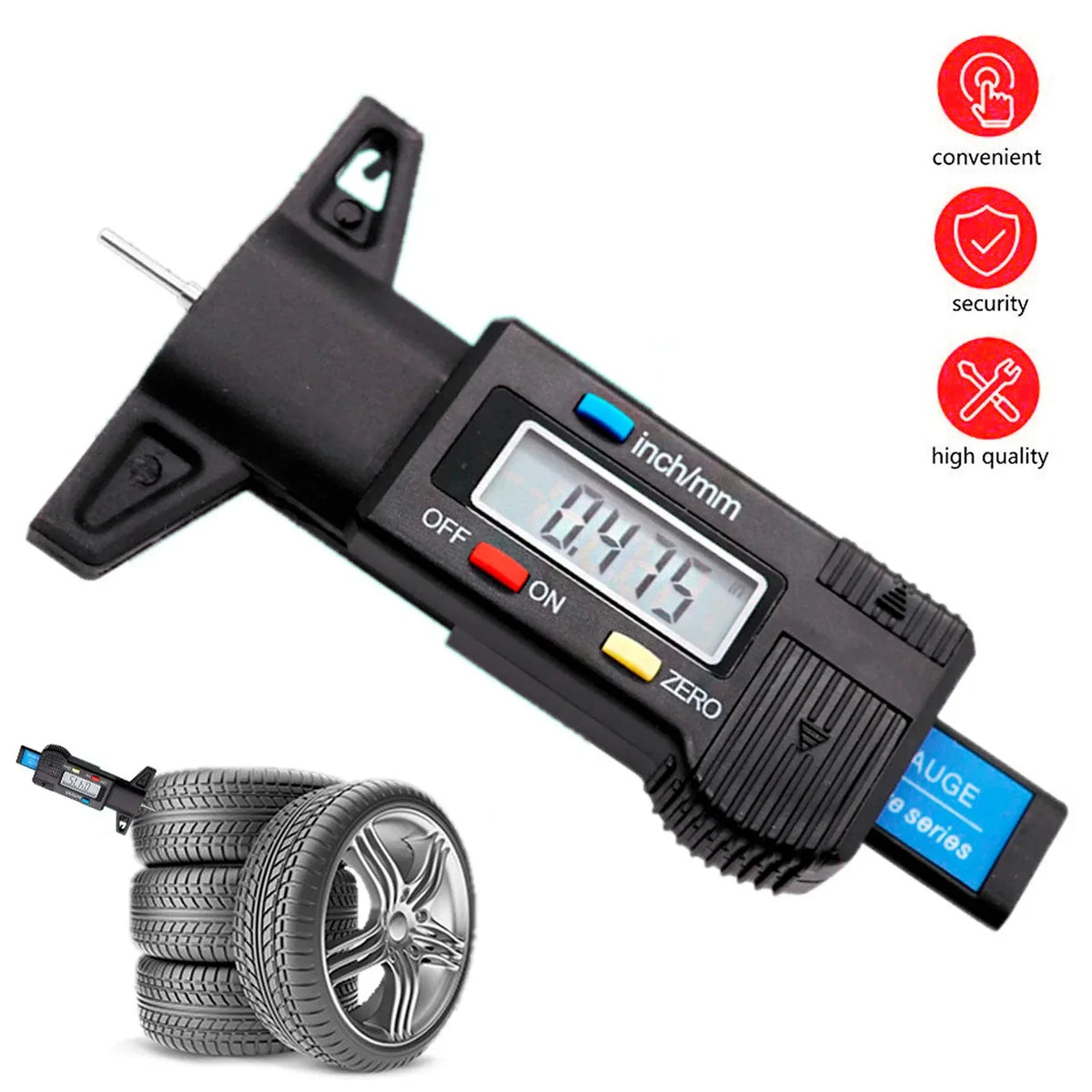 LCD Digital Tire Tread Depth Gauge 0–25mm Precision Caliper Tire Depth Gauge SPOT