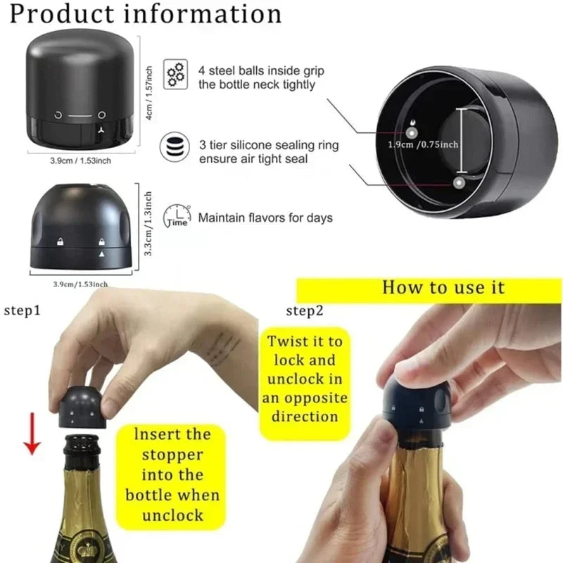 Reusable Silicone Champagne & Wine Bottle Stopper – 1 or 2 Pack Wine Bottle Stopper SPOT