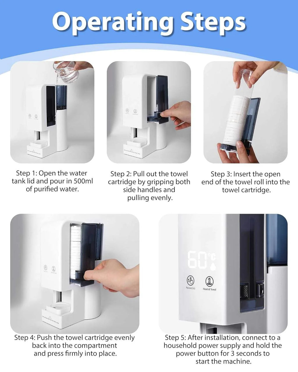 Hot Towel Warmer Auto Dispenser – One-Click, 55°C Constant Temp Towel Warmer Dispenser SPOT