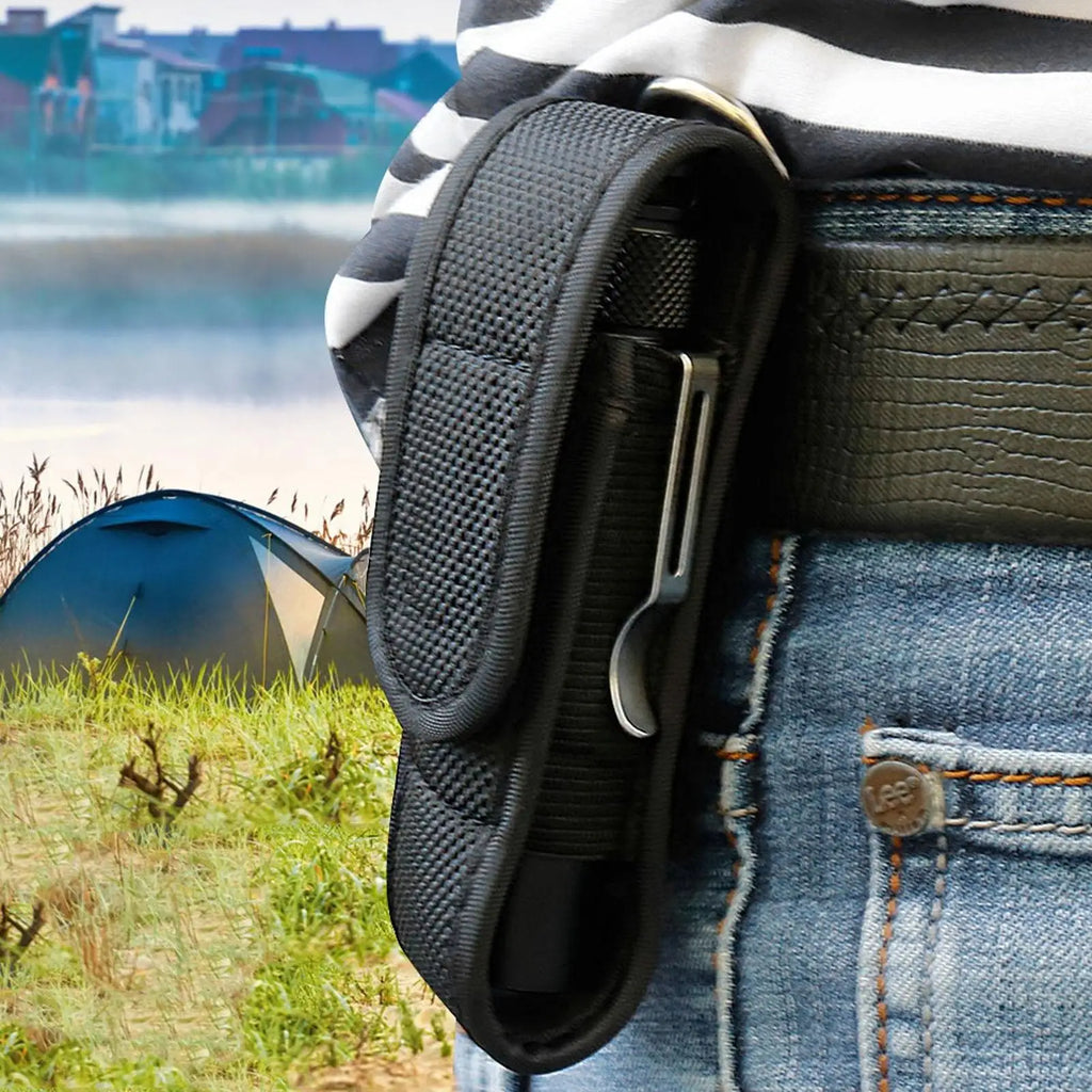 Nylon Waist-Mount Flashlight Pouch – LED Torch Protective Case Flashlight Holster Pouch SPOT