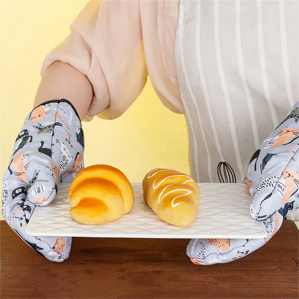 Heat-Resistant Cotton Oven Mitts – Non-Slip Kitchen Gloves Oven Mitts SPOT