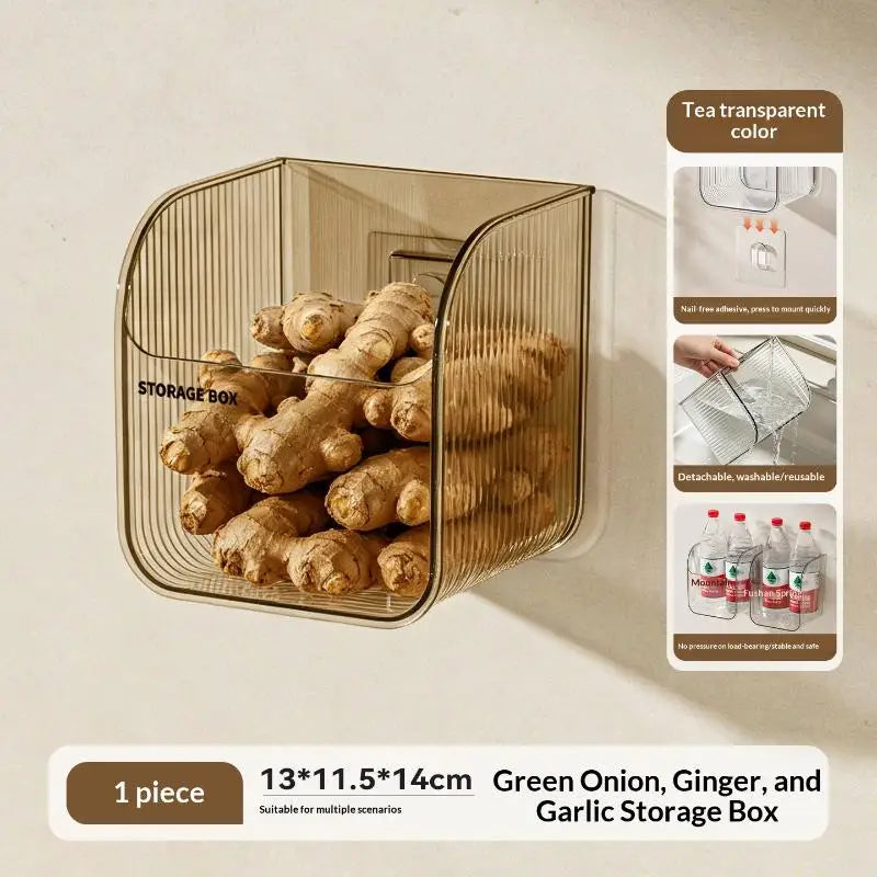Wall-Mount Kitchen Basket – Garlic, Ginger & Onion Organizer Kitchen Storage Basket SPOT Coffee