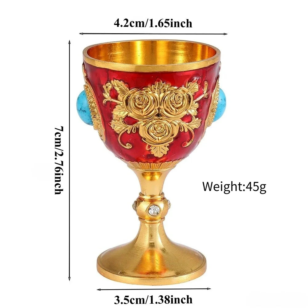 Vintage Medieval Chalice – Embossed Rose Turquoise Goblet Gift Decorative Goblet SPOT